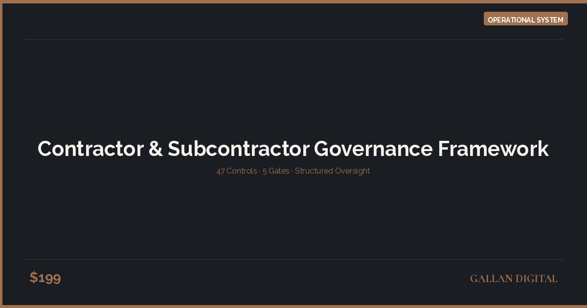 Contractor & Subcontractor Governance Framework